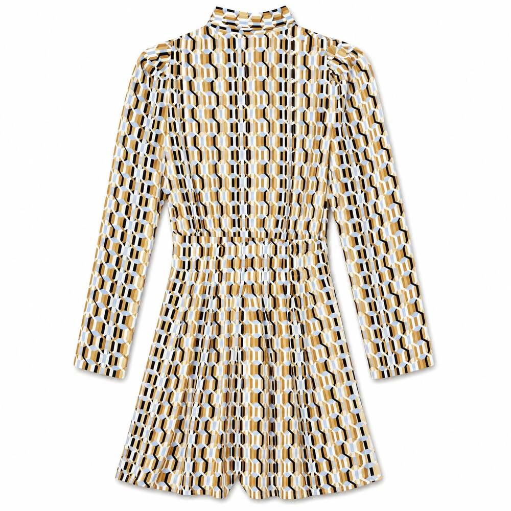 Maje MFPRO01261 Geometric Print Long Sleeve Shirt Dress Size 34 - Picture 2 of 4